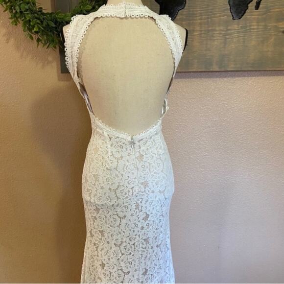 Lulu's White Lace Open Back Wedding Dress - Picture 7 of 16